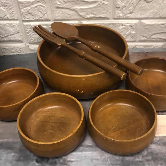 hellerware Dining Hellerware Wooden Salad Set Large Salad Bowl 4